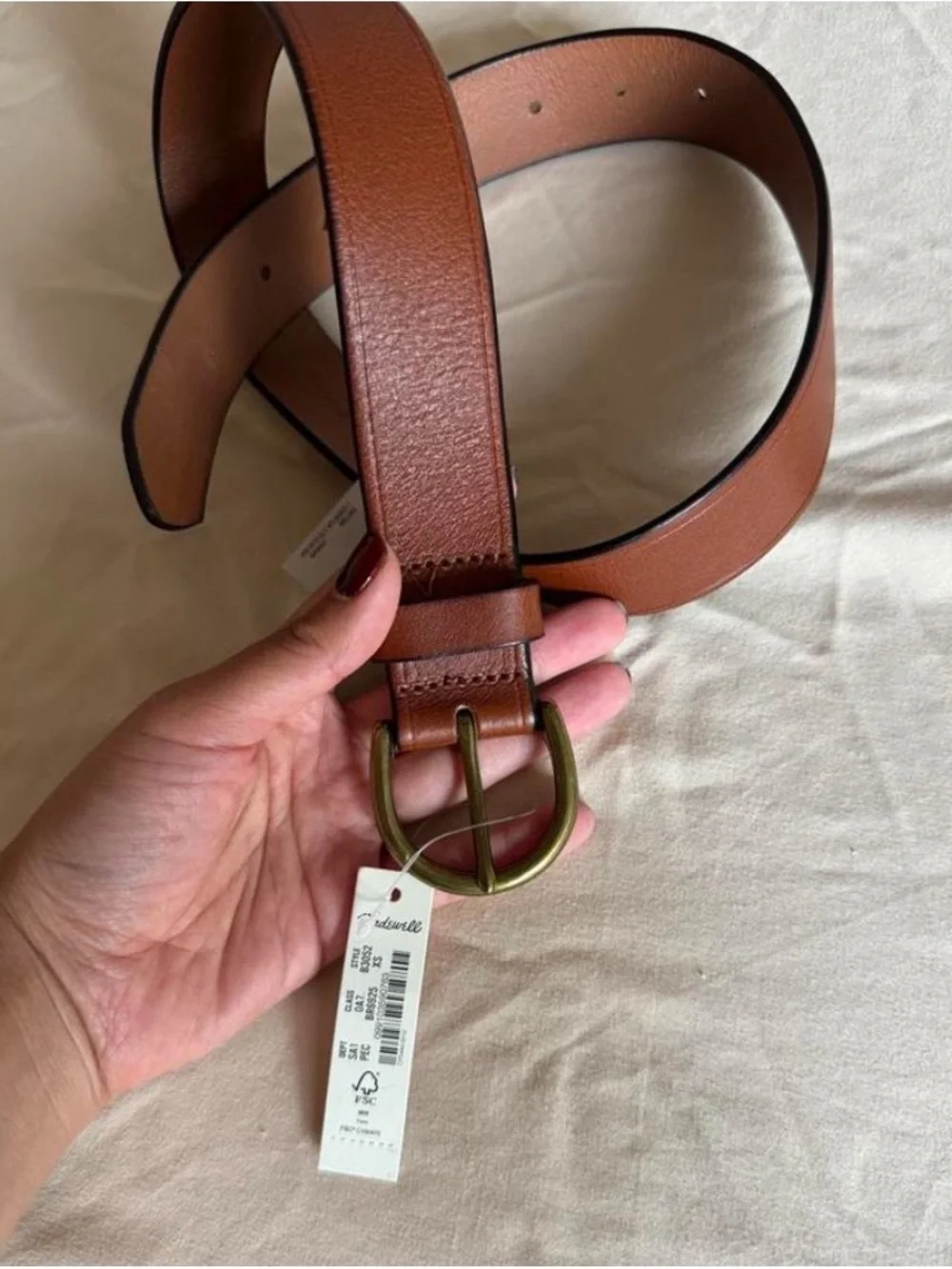Madewell Leather Belt in Brown with Brass-Tone Buckle